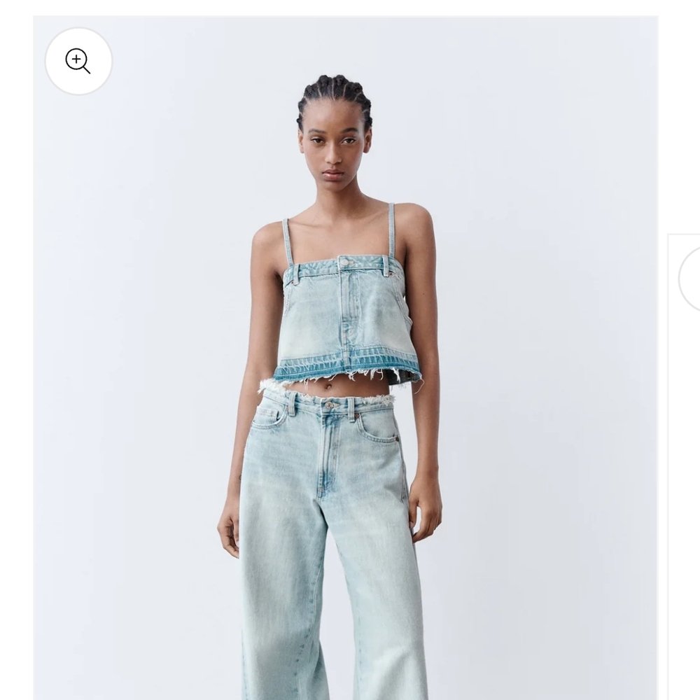 ZARA TRF SKIRT STYLE DENIM Crop Top Zara Denim Crop TOP